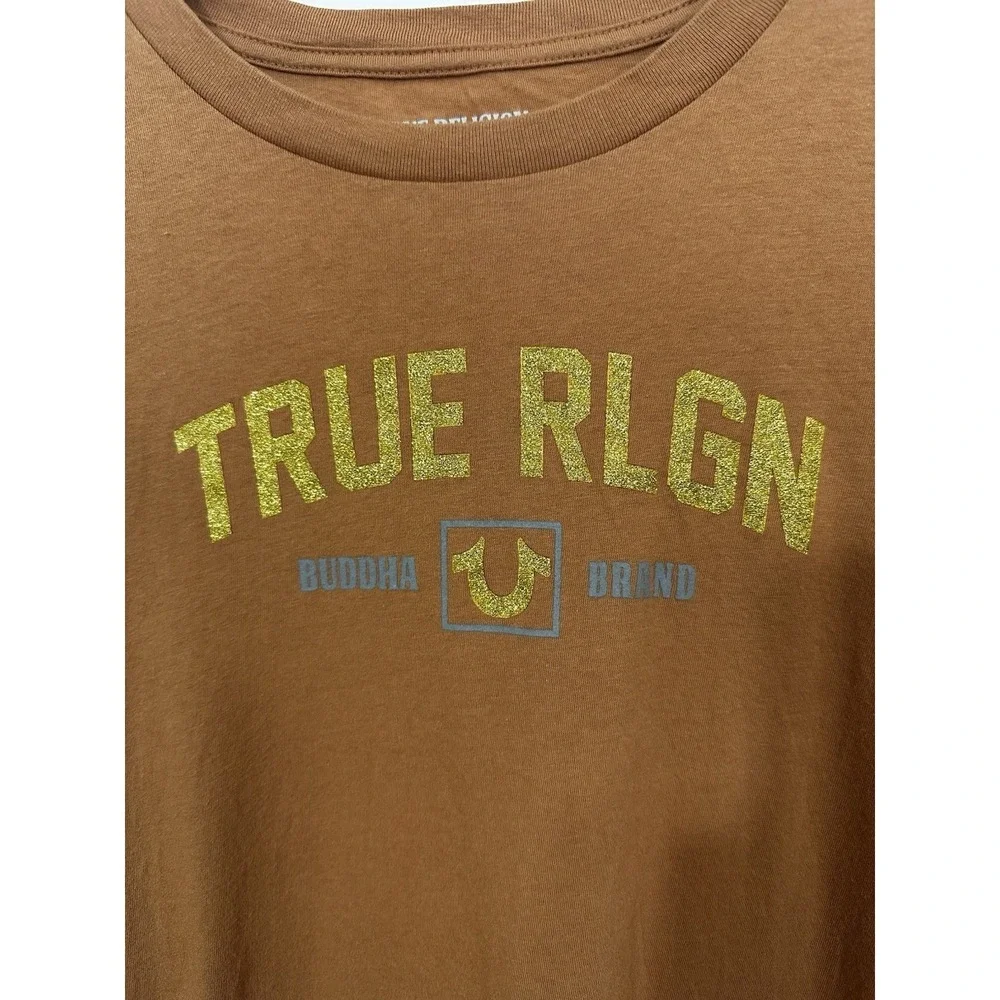 True Religion Buddha Brand Glitter Arch True Tee Mens XL Short Sleeve‎ Mandarin